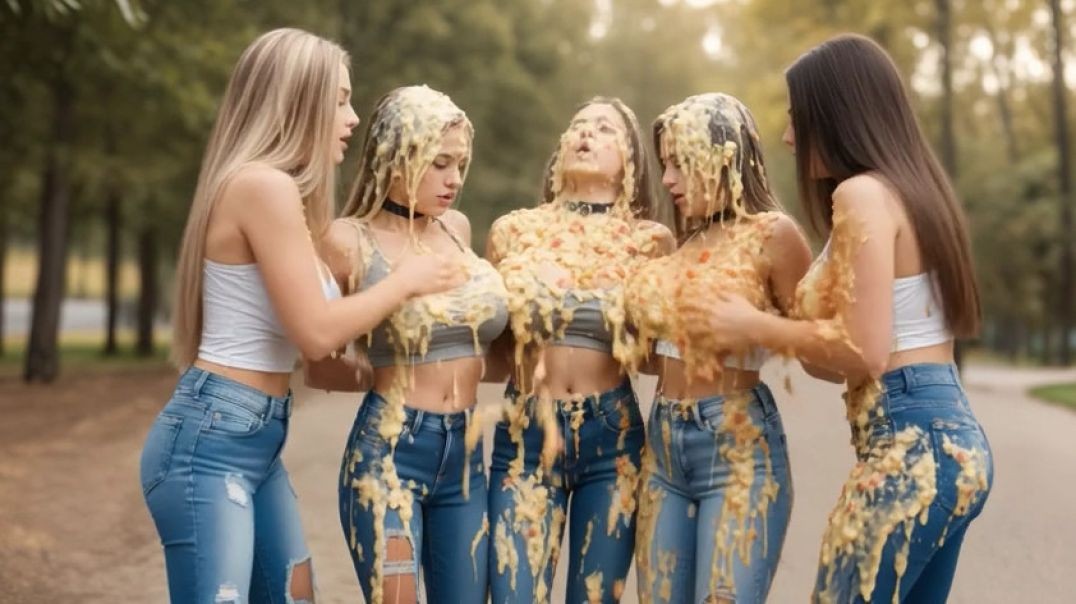 ⁣Girls in jeans getting messy